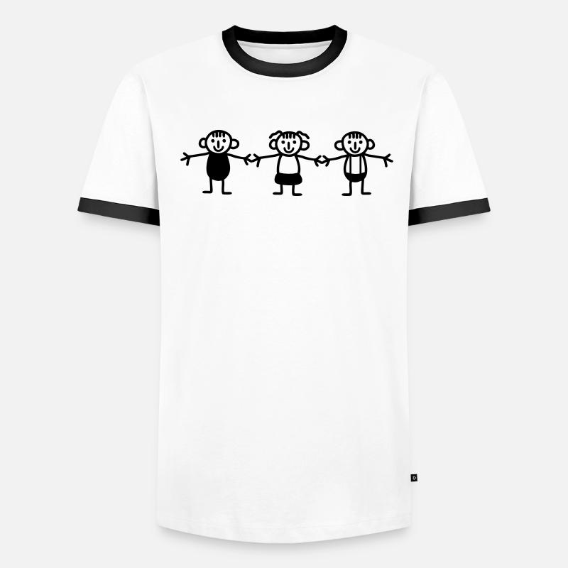 3 Strichmännchen Kinder Männer Kontrast-T-Shirt