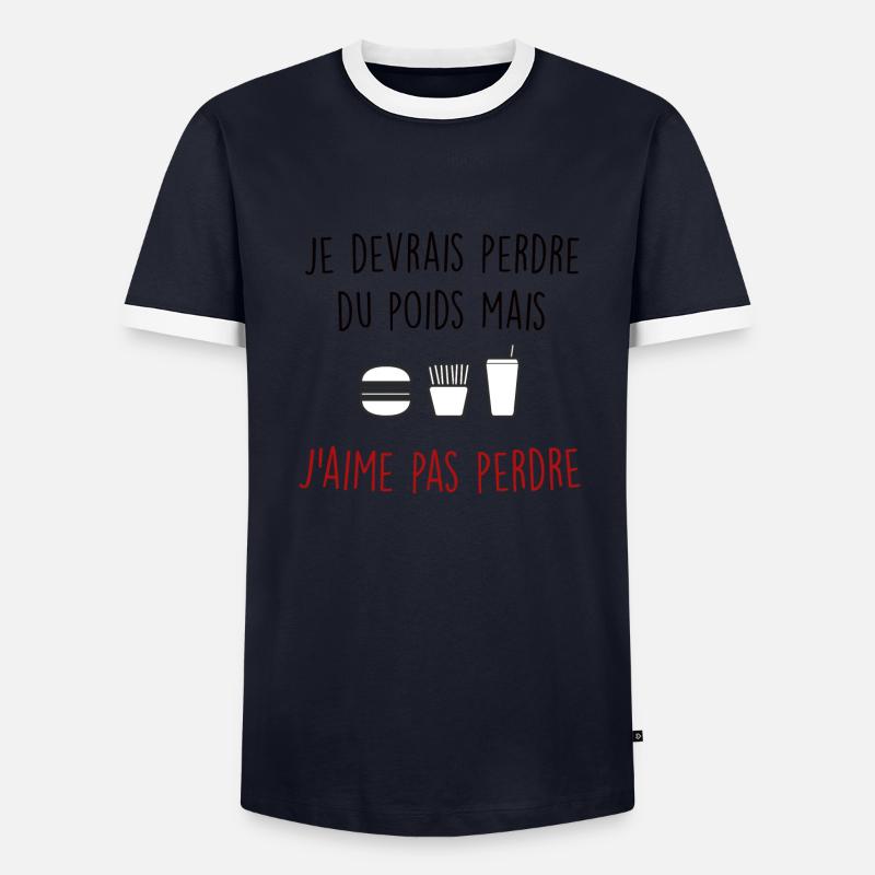 je devrais perdre du poids mais j'aime pas perdre T-shirt contrasté Homme