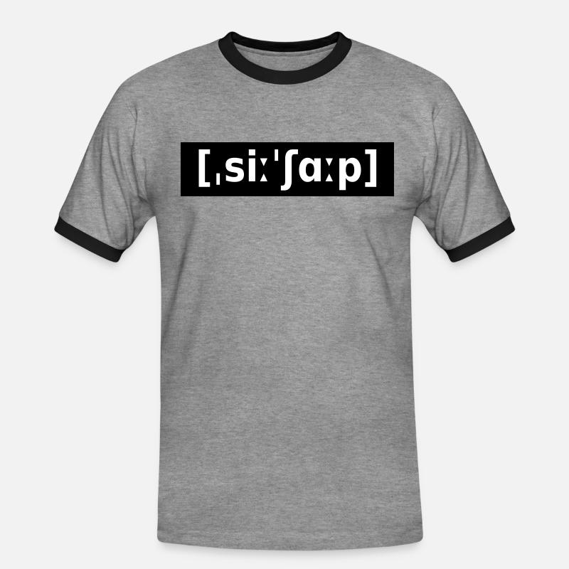 C# - C SHARP - LAUTSCHRIFT - Männer Kontrast-T-Shirt - Grau meliert/Schwarz