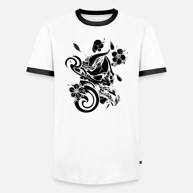 Devil with flowers black Men's Ringer Shirt