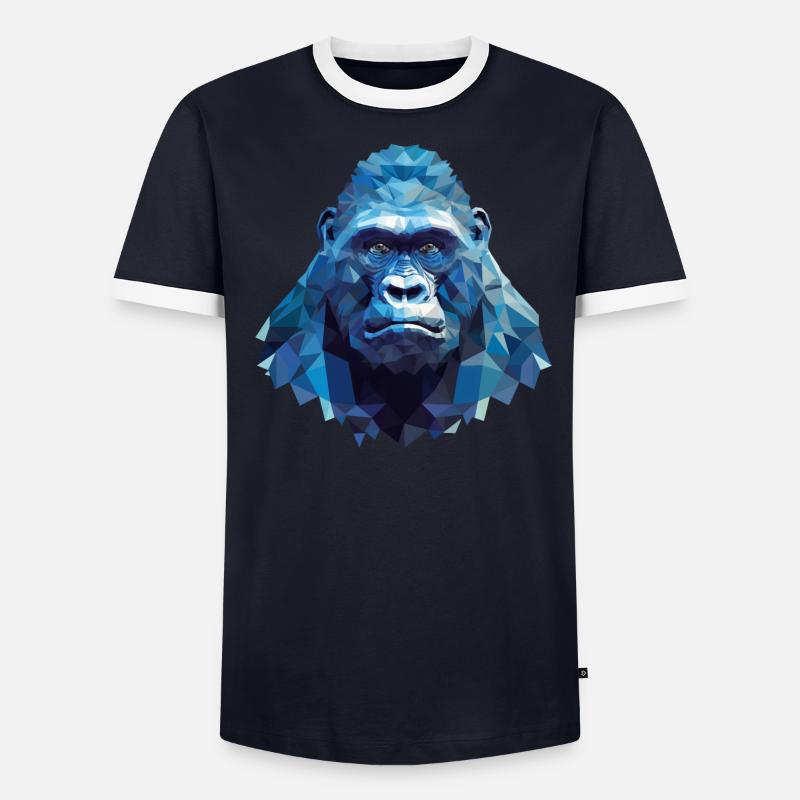 Cool Gorilla with Ice - Polygon Design Men's Ringer Shirt