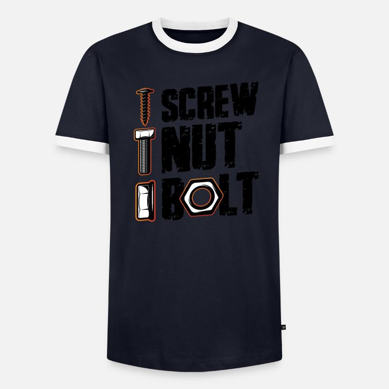 Mécanicien de boulon d’écrou à vis T-shirt contrasté Homme