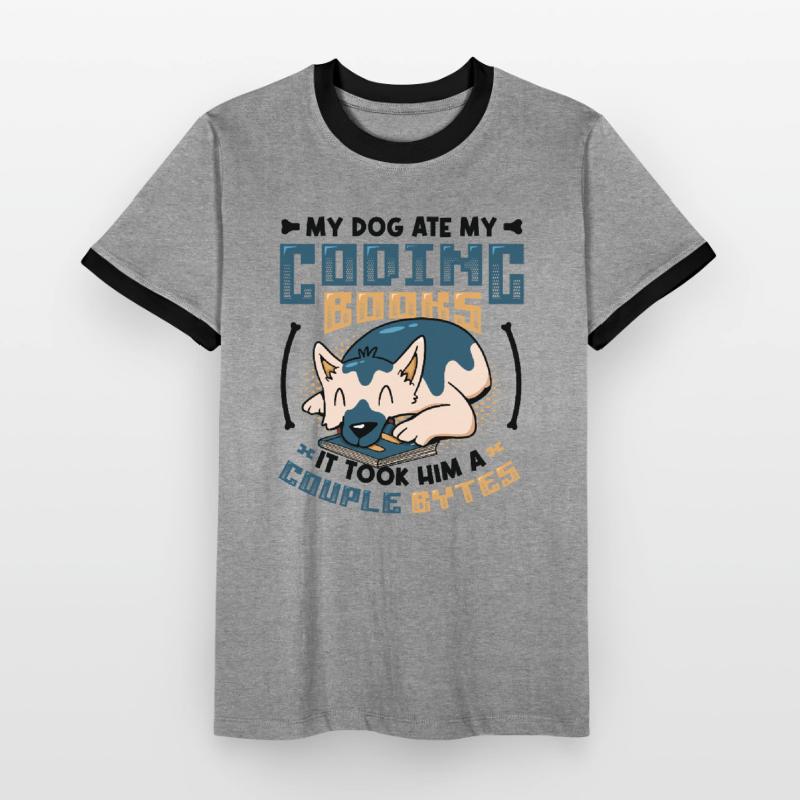 Dog Bytes Code Programmation de blagues informatiques T-shirt contrasté Homme