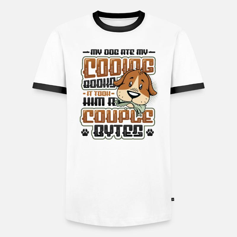 Dog Bytes Code Programmation de blagues informatiques T-shirt contrasté Homme