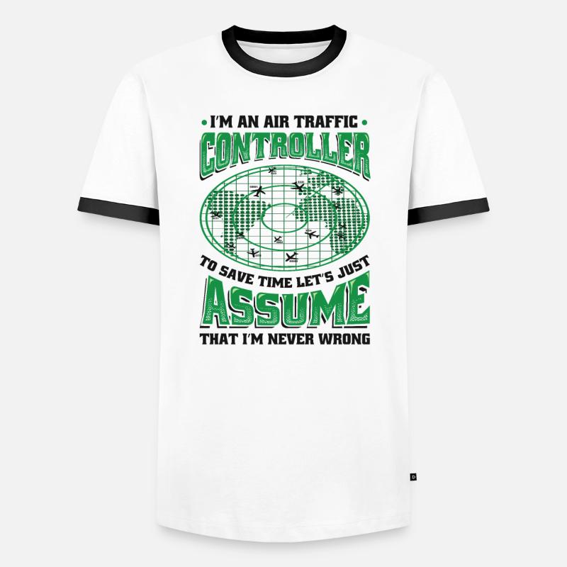 Air traffic controller, radar flight control. Men's Ringer Shirt