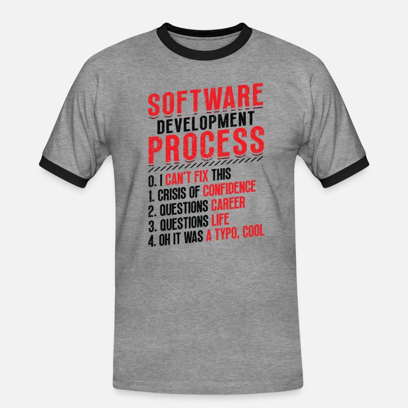 Software development process, programming - Men's Ringer Shirt - heather grey/black