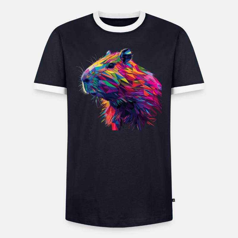 Capybara Polygon Geschenk - Männer Kontrast-T-Shirt - undefined