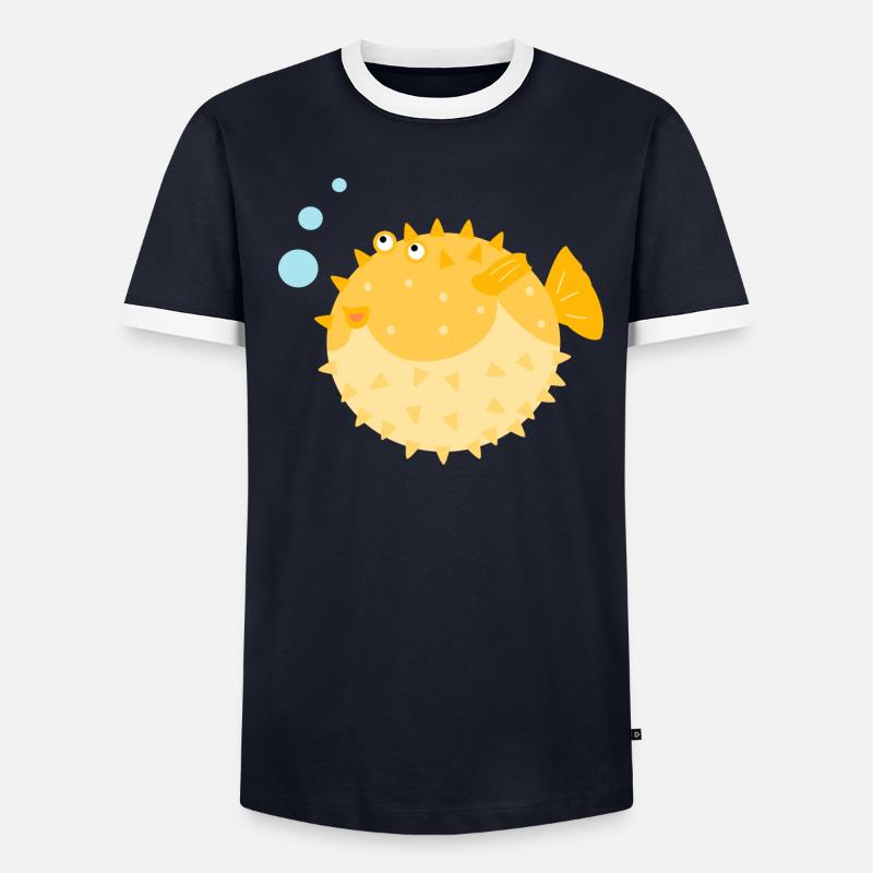 Cute Puffer Fish Men's Ringer Shirt
