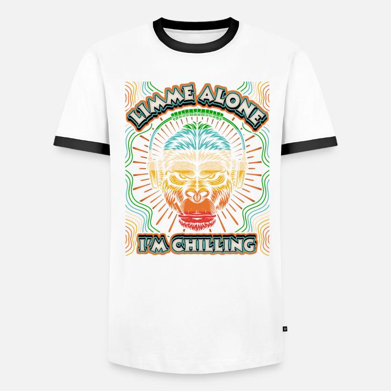 Affe mit Kopfhörer Gorilla-Affe, Chillen Spruch Männer Kontrast-T-Shirt
