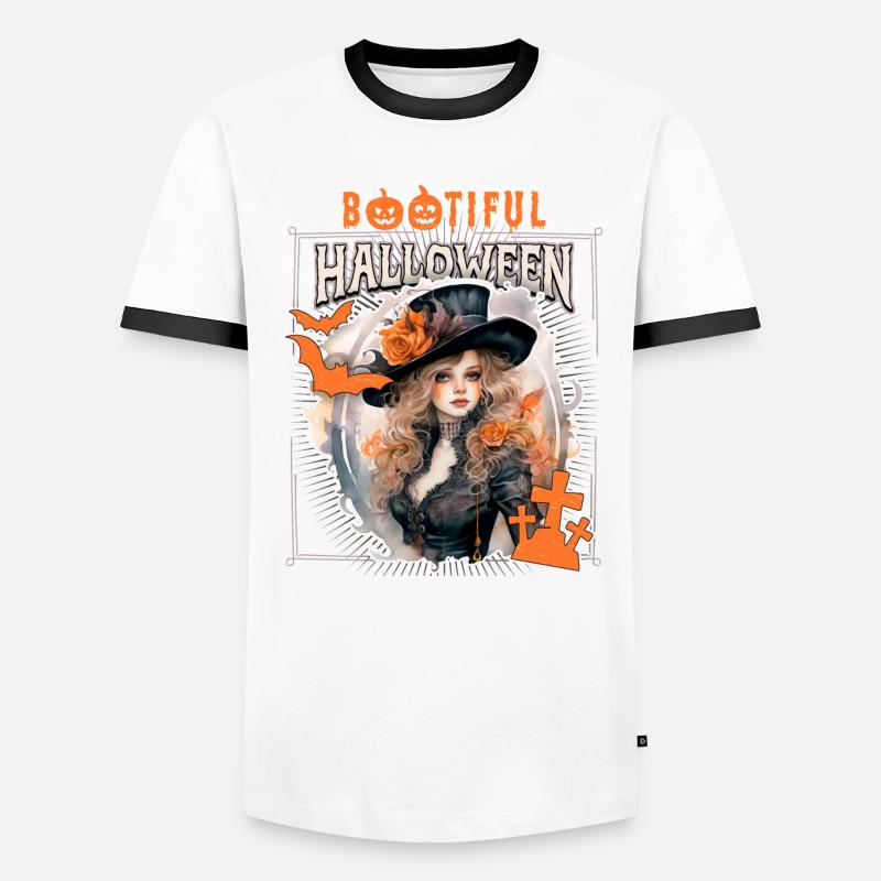 Gothic Halloween Hexe, Spruch Bootiful Männer Kontrast-T-Shirt