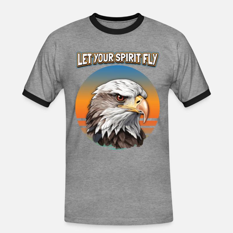 Eagle Motif, Eagle Illustration, Saying - Men's Ringer Shirt - heather grey/black