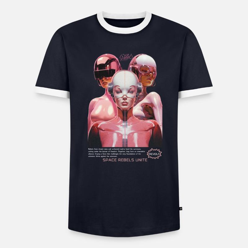 Space Astronauts, Science Fiction Space Travelers Men's Ringer Shirt