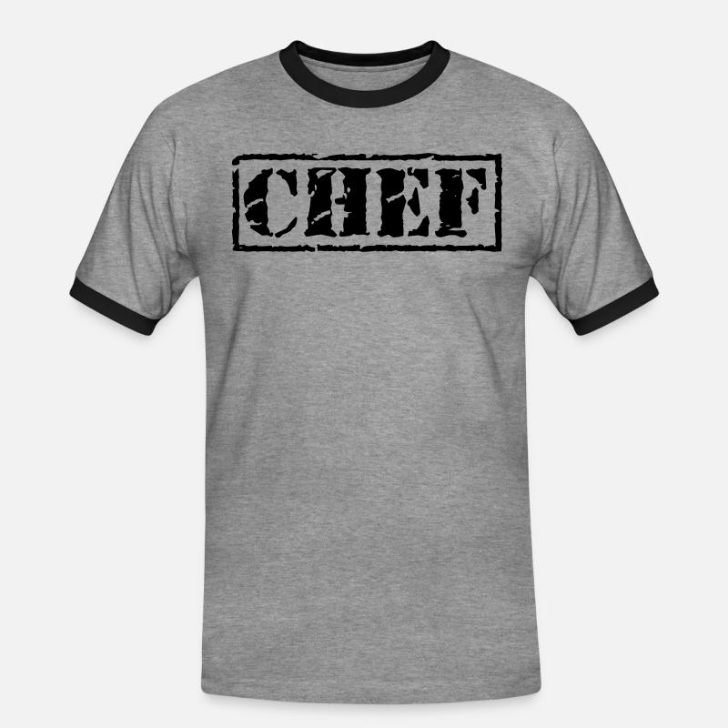 Chef - Männer Kontrast-T-Shirt - Grau meliert/Schwarz