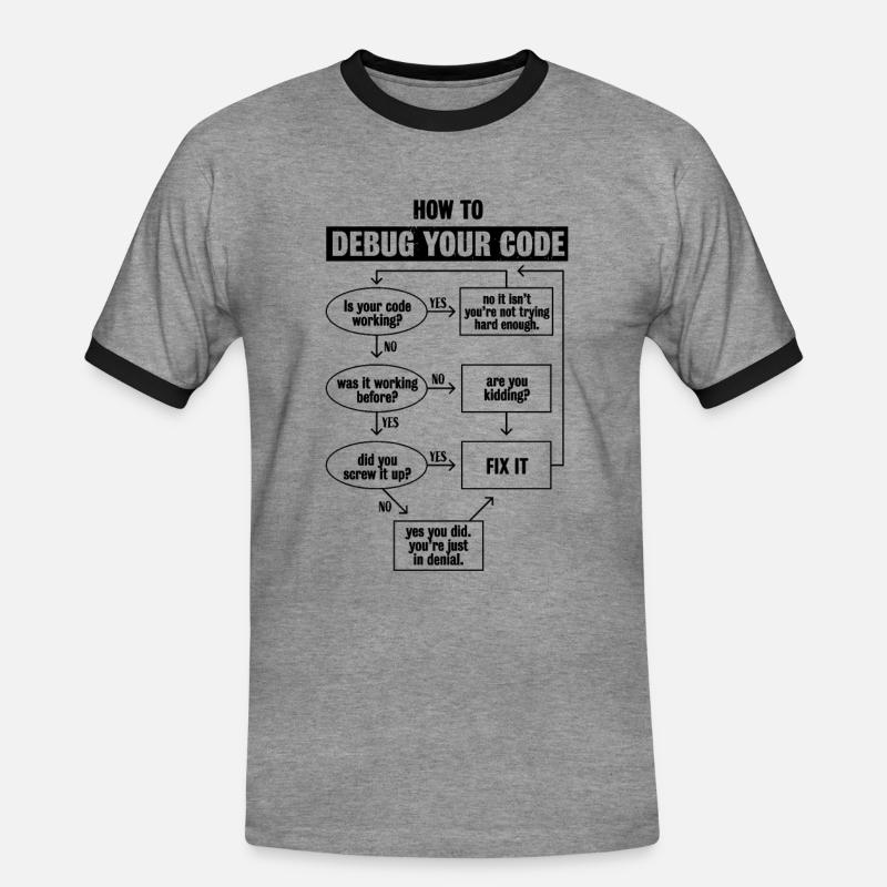 Programmiercode Codierung Lustiges Debug-Geschenk - Männer Kontrast-T-Shirt - Grau meliert/Schwarz