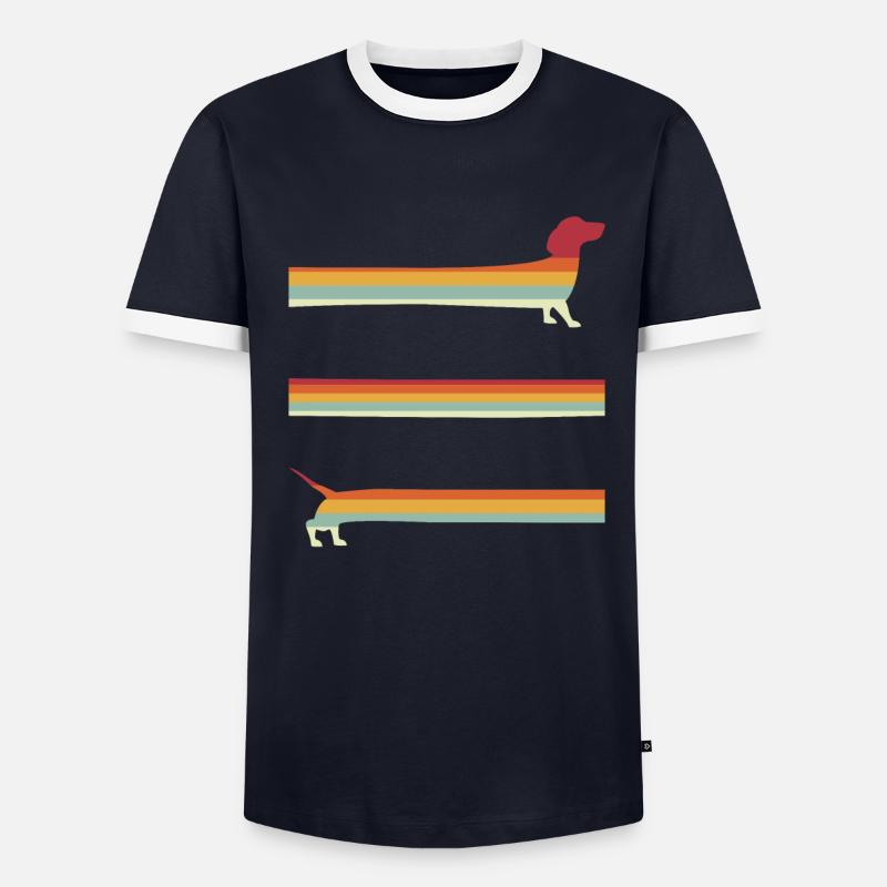 Teckel rétro extra long T-shirt contrasté Homme