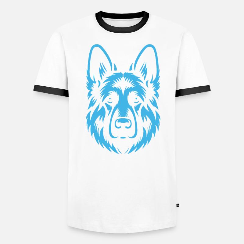 Conception simple de berger bleu T-shirt contrasté Homme