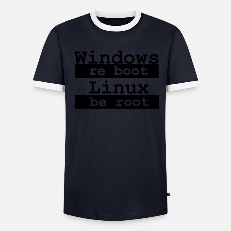 Windows RE démarrage - Linux soit racine T-shirt contrasté Homme