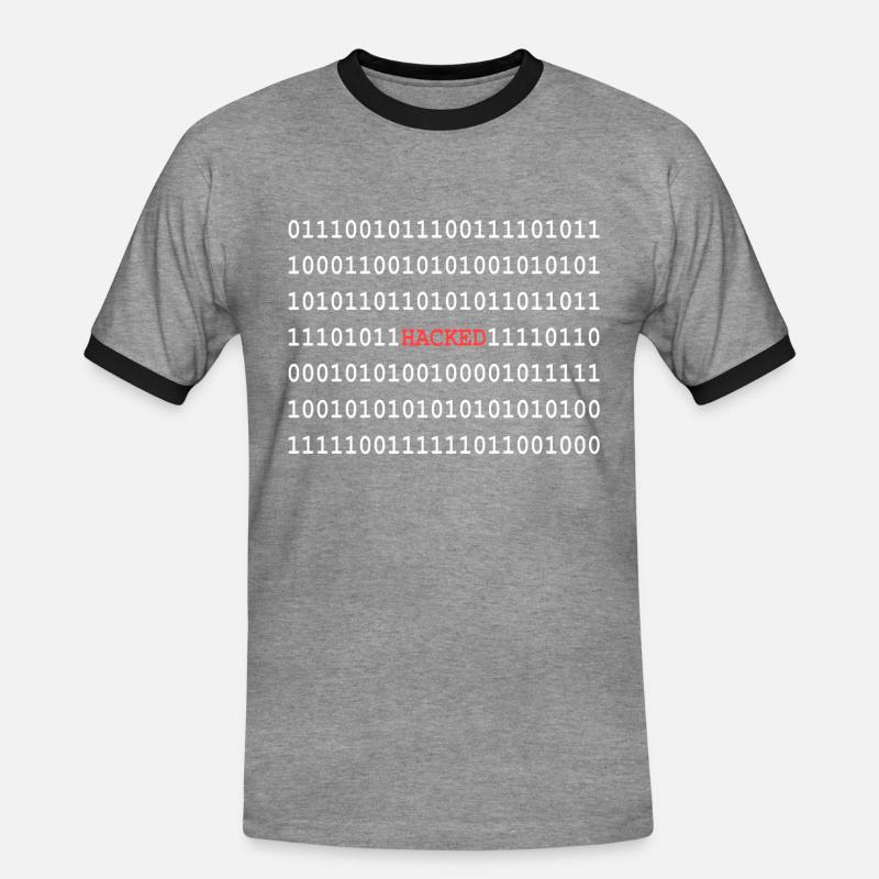 Binary code hacker - Men's Ringer Shirt - heather grey/black