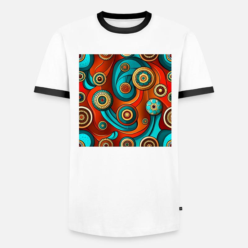 Modern Ajrakh Seamless Pattern Men's Ringer Shirt