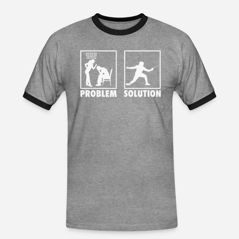 Fencing Fencer Statement Problem Solution. - Männer Kontrast-T-Shirt - Grau meliert/Schwarz