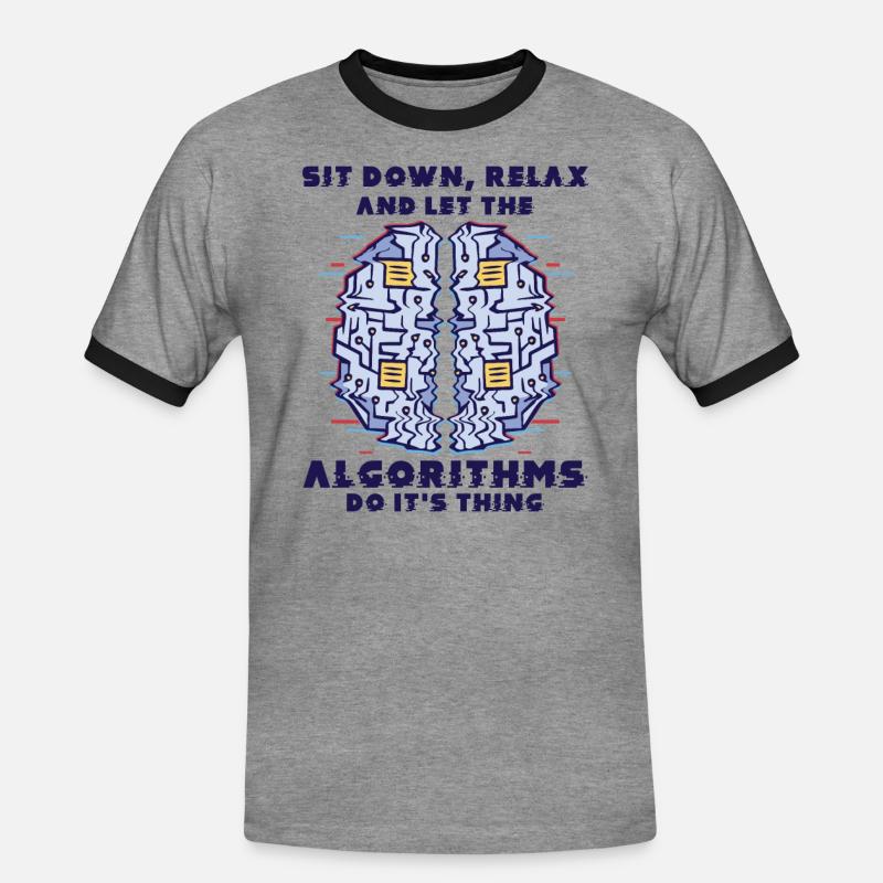 Computer Algorithm Programmer Artificial - Men's Ringer Shirt - heather grey/black