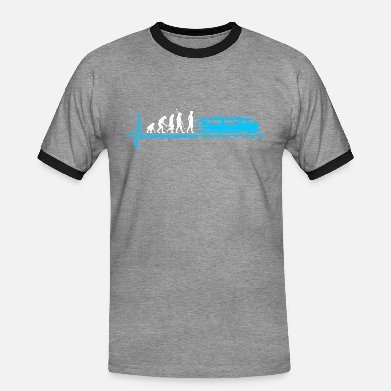 Zug Evolution Eisenbahn - Männer Kontrast-T-Shirt - Grau meliert/Schwarz