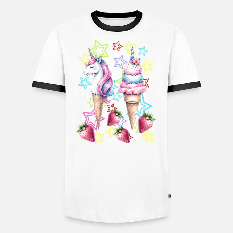80er Eis Eiskrem Eiscrem Teenie Mädchen Einhorn Männer Kontrast-T-Shirt