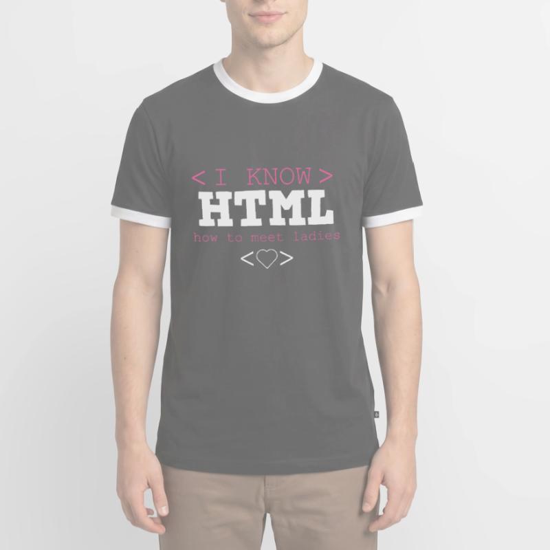 HTML Editor Hypertext Markup Language Web Document T-shirt contrasté Homme