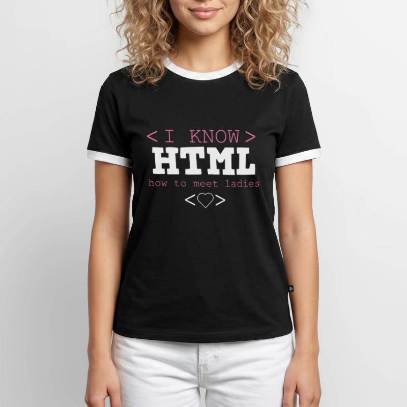 HTML Editor Hypertext Markup Language Web Document T-shirt contrasté Homme
