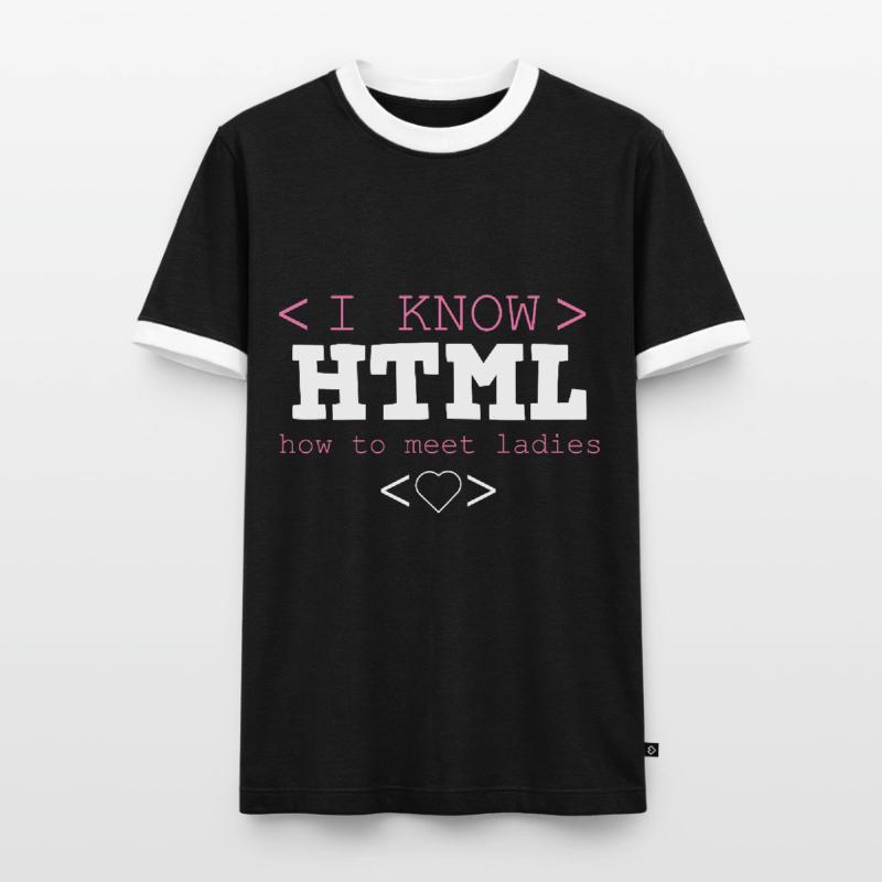 HTML Editor Hypertext Markup Language Webdokument Männer Kontrast-T-Shirt