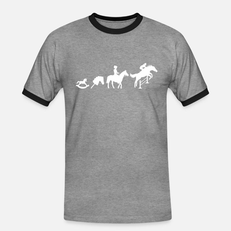 Evolution Springreiter Reiten - Männer Kontrast-T-Shirt - Grau meliert/Schwarz