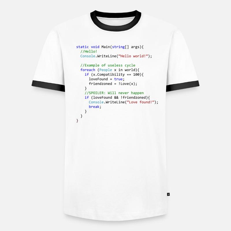 L'amour vu par un programmeur C # T-shirt contrasté Homme