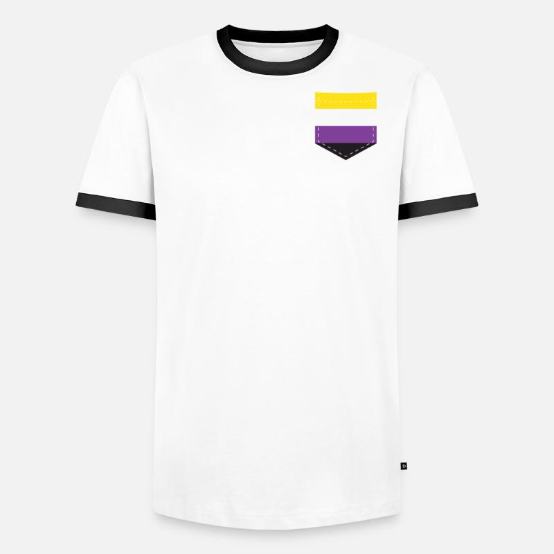 LGBTQ Non-Binary Pride Flag Pocket Männer Kontrast-T-Shirt