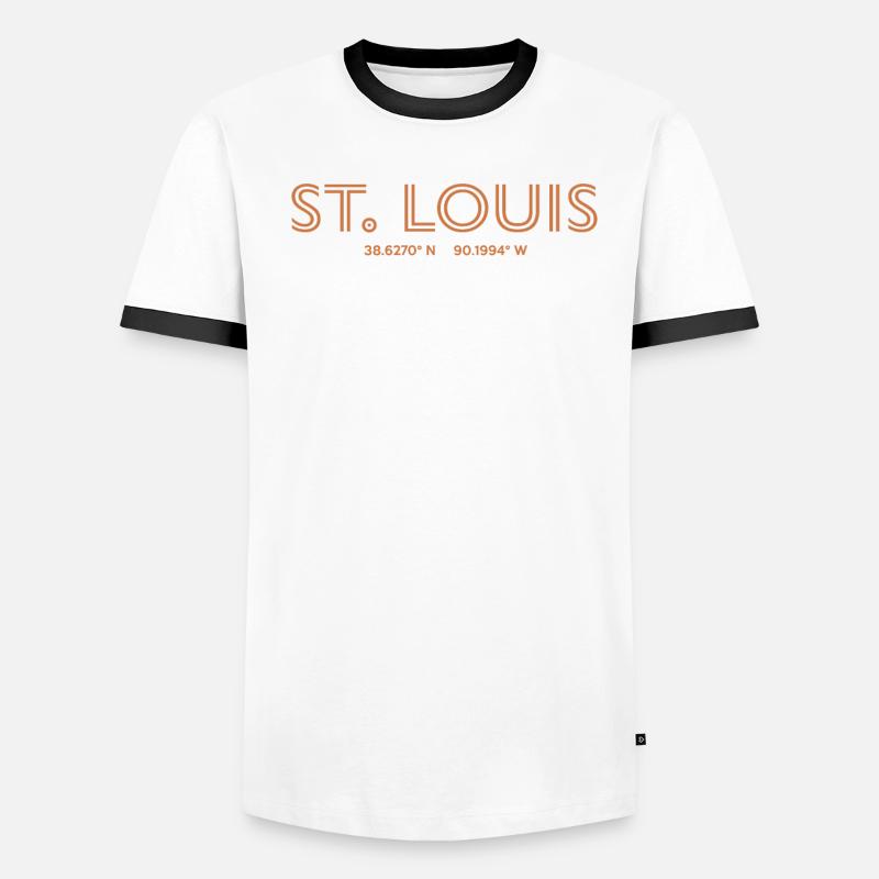 USA City Coordinates - St. Louis Men's Ringer Shirt