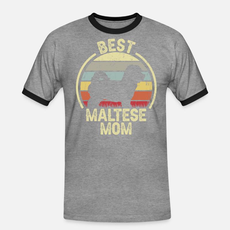 Hundemutter - Maltesisch - Männer Kontrast-T-Shirt - Grau meliert/Schwarz