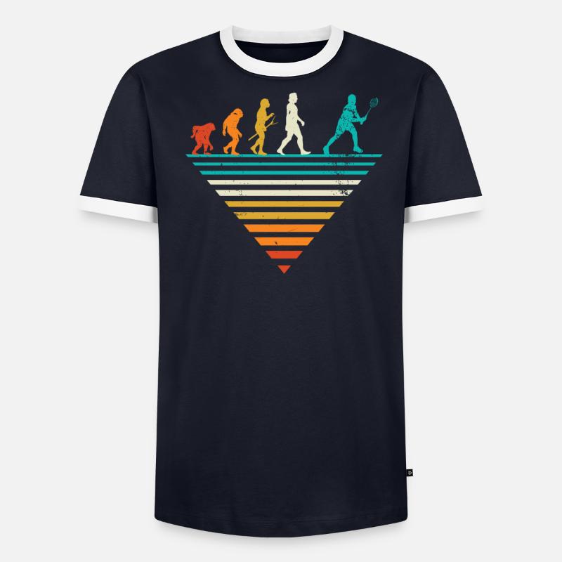 Menschliche Evolution - Vintage Badminton Männer Kontrast-T-Shirt