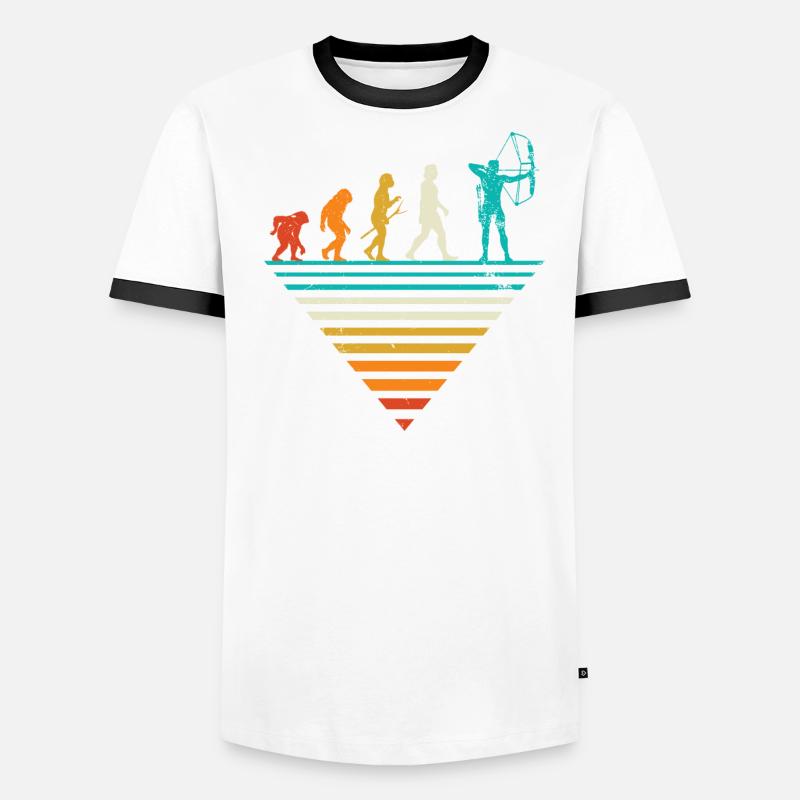 Menschliche Evolution - Vintage -Bogenschießen Männer Kontrast-T-Shirt