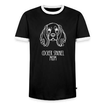 Line Art Mom - Cocker Spaniel - Männer Kontrast-T-Shirt - Schwarz/Weiß - Vorne - AI Model Female 172 light (172cm) & AI Model Male 178 light (178cm)
