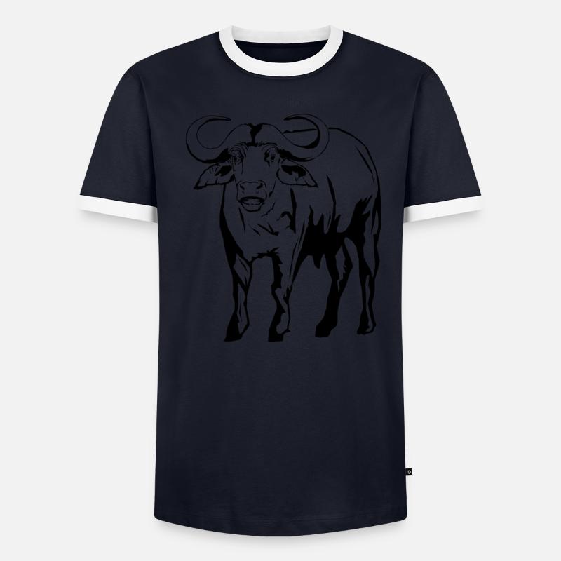 Kaffernbüffel Wasserbüffel Büffel Big Five Männer Kontrast-T-Shirt
