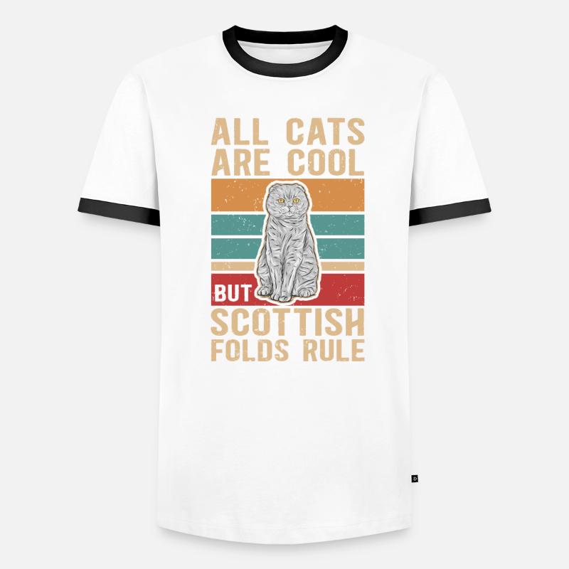 Scottish folding ear cat | Scottish Fold Gift Men's Ringer Shirt