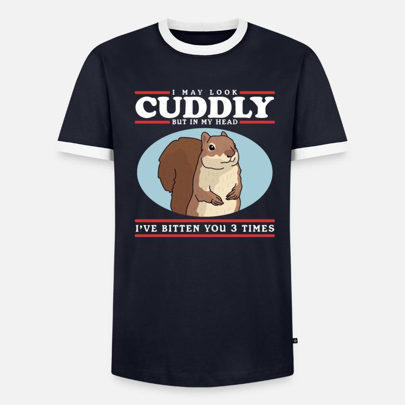 Mignon écureuil gris écureuil écureuil cadeau T-shirt contrasté Homme