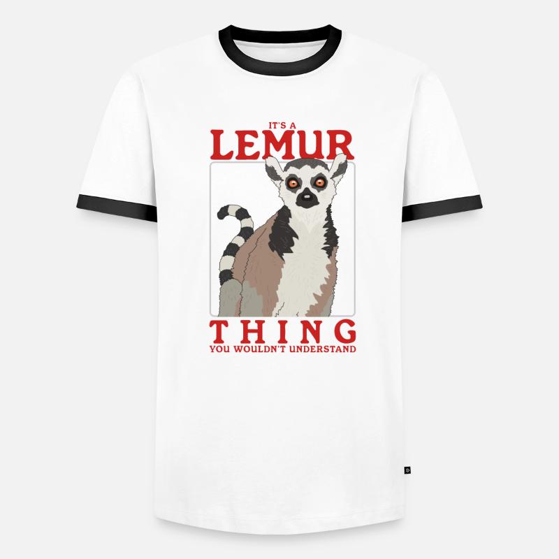 Lémurien Ringtail lémuriens Ringtail Ring-tailed Lémurien Lemure cadeau T-shirt contrasté Homme