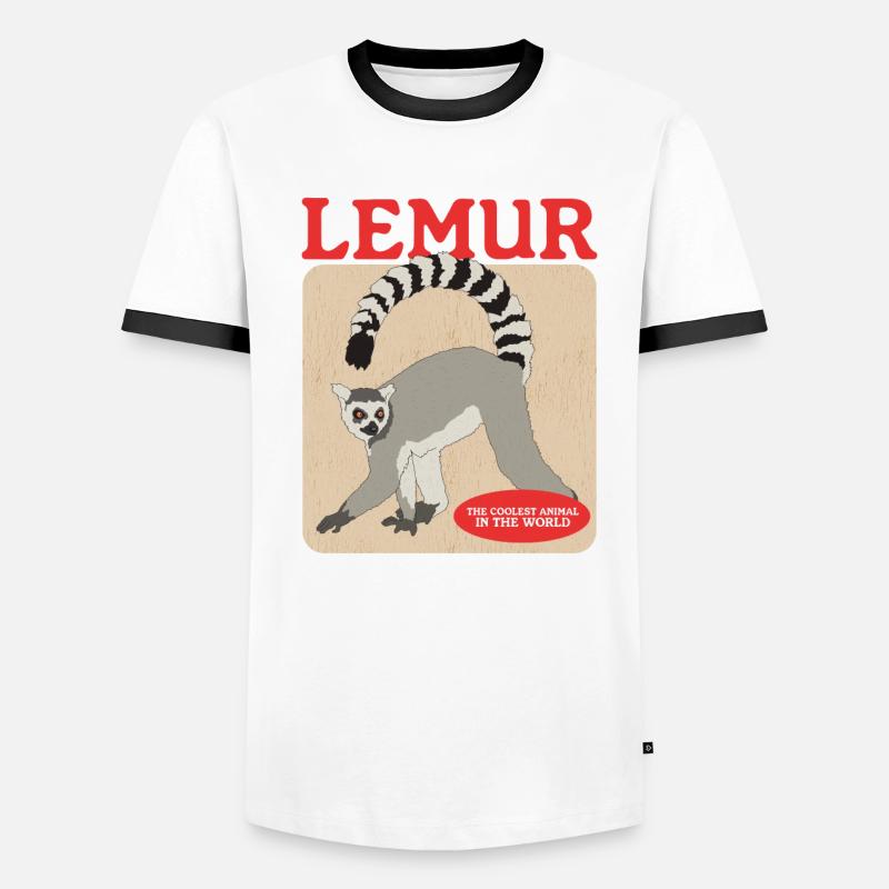 Lémurien, lémurien à queue bouclée, créature annelée, cadeau T-shirt contrasté Homme