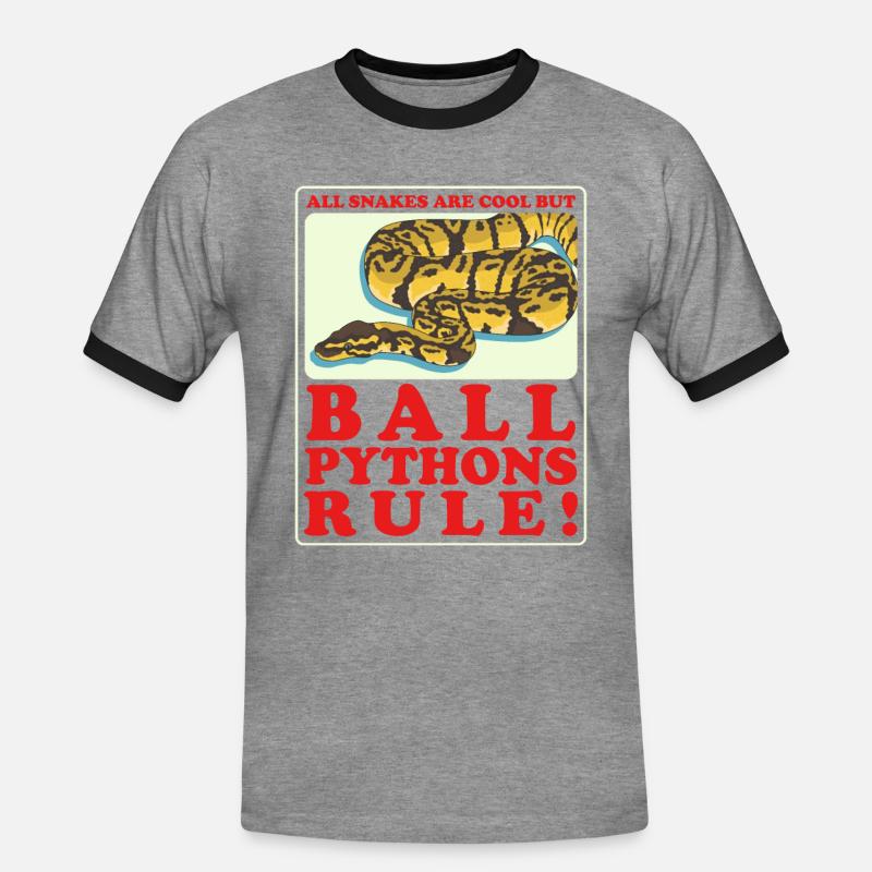 Königspython Python Schlange Geschenk - Männer Kontrast-T-Shirt - Grau meliert/Schwarz