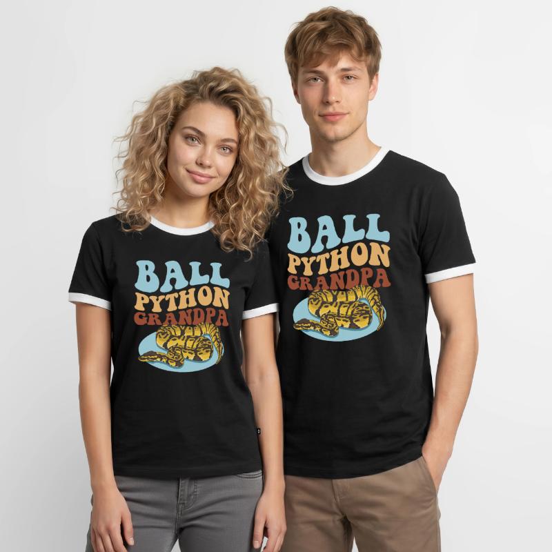 Roi Python Grand-père Python serpent cadeau T-shirt contrasté Homme