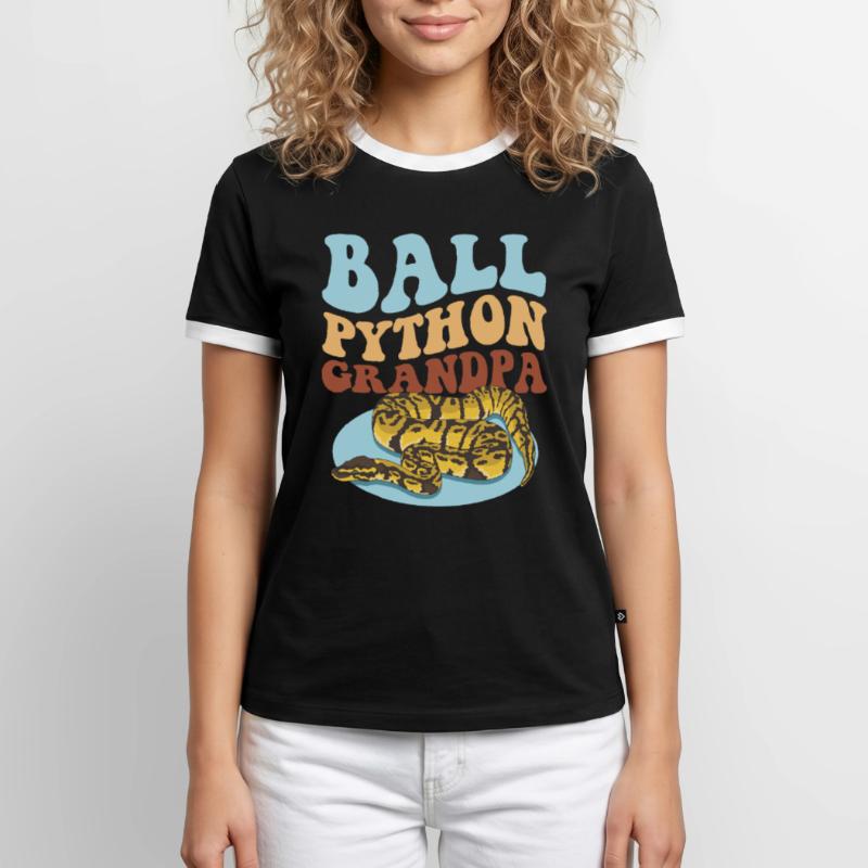 Roi Python Grand-père Python serpent cadeau T-shirt contrasté Homme