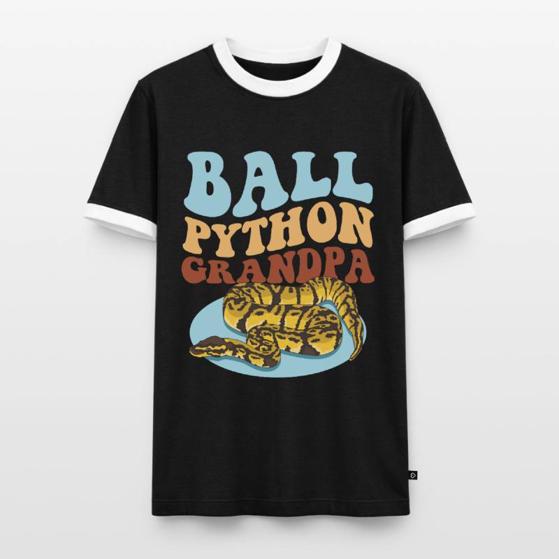 Roi Python Grand-père Python serpent cadeau T-shirt contrasté Homme