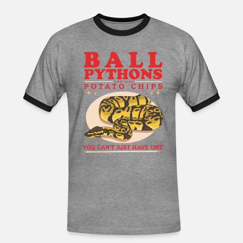 Roi Python Python Serpent Cadeaux - T-shirt contrasté Homme - gris chiné/noir