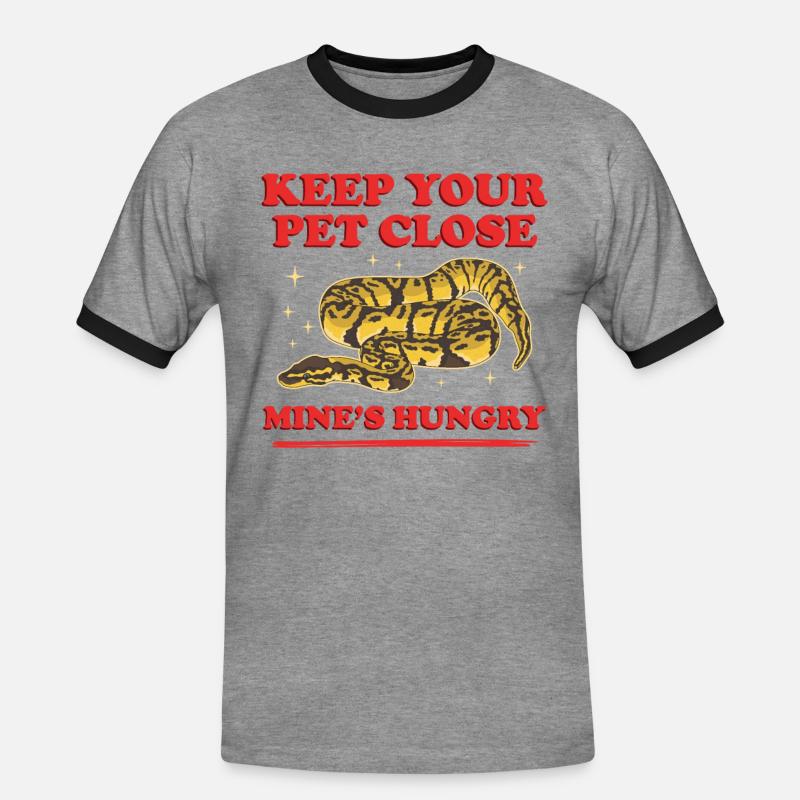 Königspython Schlange Python Geschenk - Männer Kontrast-T-Shirt - Grau meliert/Schwarz