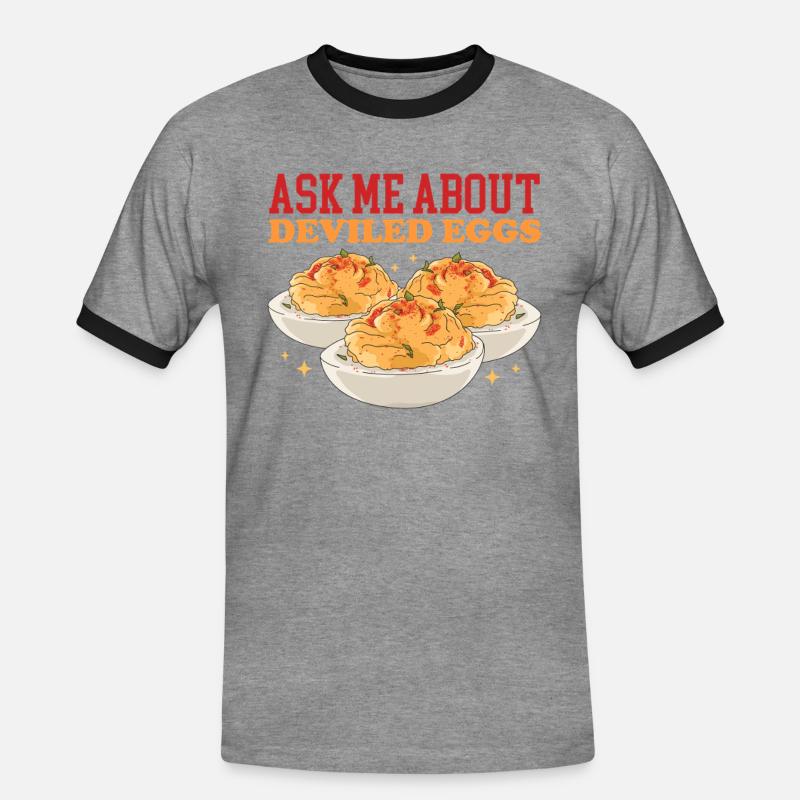 Gefüllte Eier Deviled Eggs Geschenk - Männer Kontrast-T-Shirt - Grau meliert/Schwarz